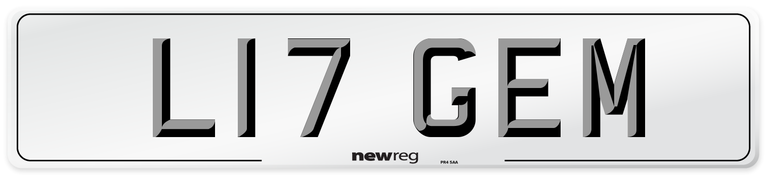 L17 GEM Number Plate from New Reg